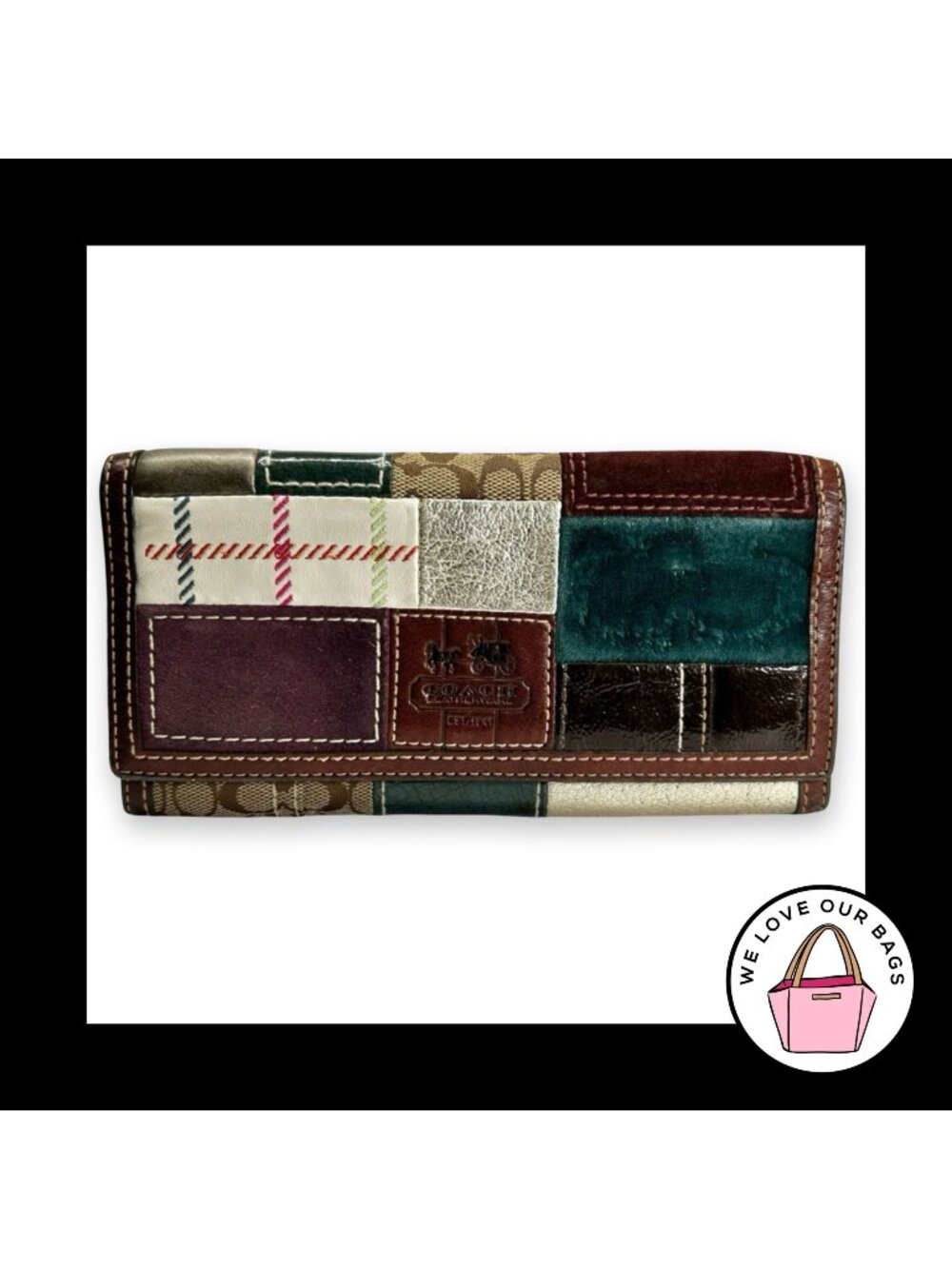 Y2K Vintage COACH HOLIDAY PATCHWORK Signature Bleecker Large Envelope Wallet